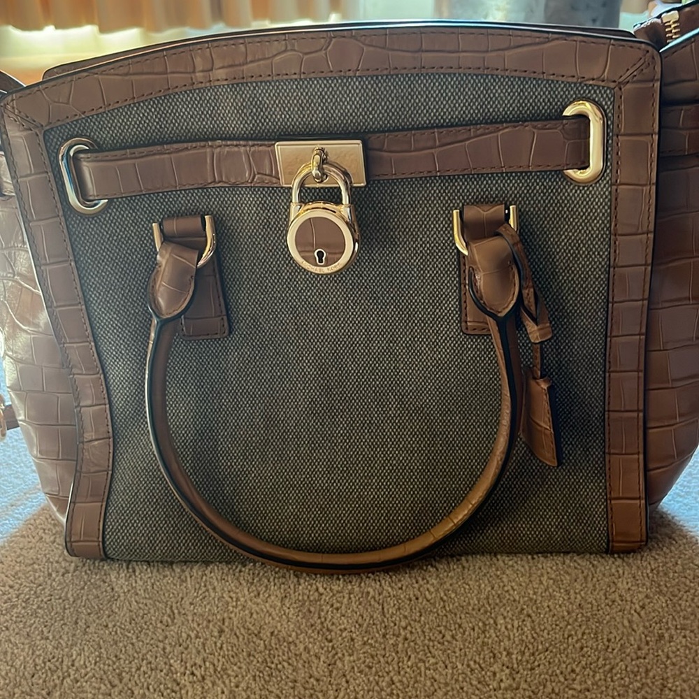 MICHAEL KORS HAMILTON HEMP PICK STITCH SATCHEL